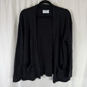 Old Navy Cardigan Girls XXL 18 Plus Black Open Front Cotton Blend Long Sleeve